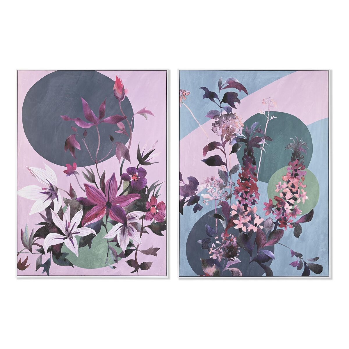 Cuadro dkd home decor 102,5 x 4,3 x 142,6 cm flores moderno (2 unidades)