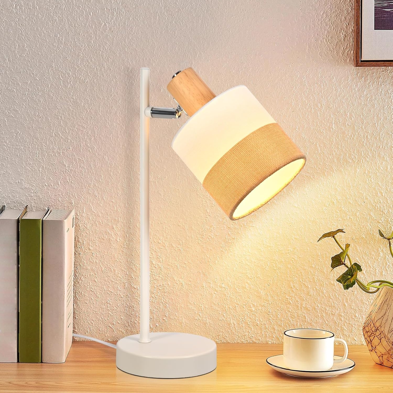 ZMH Lampa biurkowa E14 w stylu vintage z kablem do biura/sypialni (żarówka nie jest dołączona)