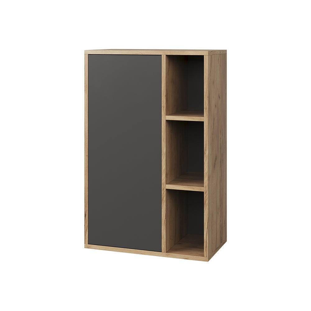 Vicco Półka ścienna Berno, Złoty dąb power/antracyt, 50.1 x 78.4 cm z 2 zamkniętymi przegrodami