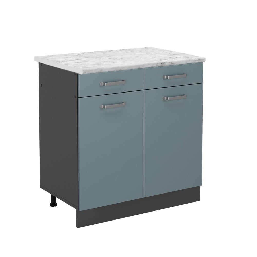 Vicco Szafka dolna do kuchni R-Line, Niebiesko-szary, 80 cm BR Marmur