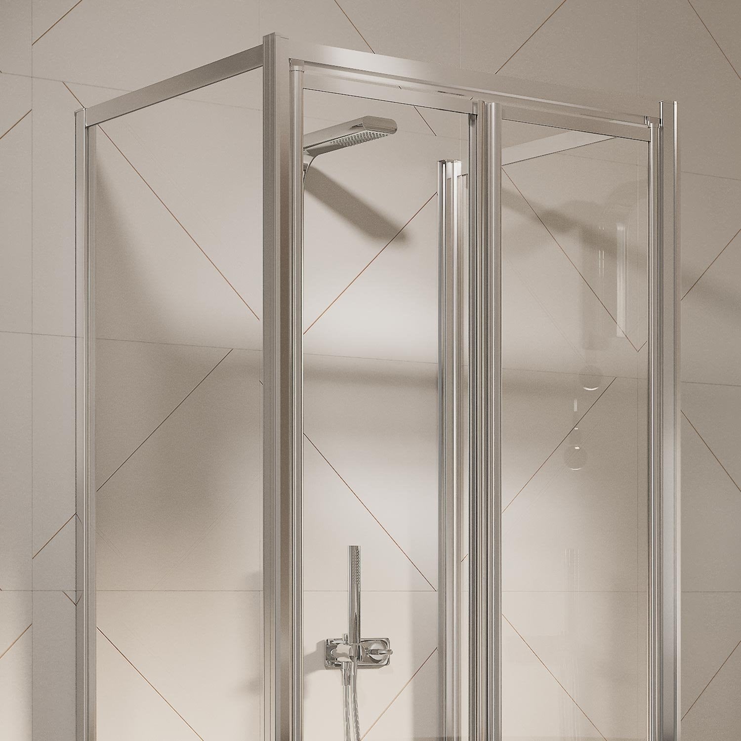 Box Doccia 3 lati 75x70x75CM H198 Cristallo Trasparente 2 Fissi+Saloon 2 Ante Battente 70 mod. West - 4