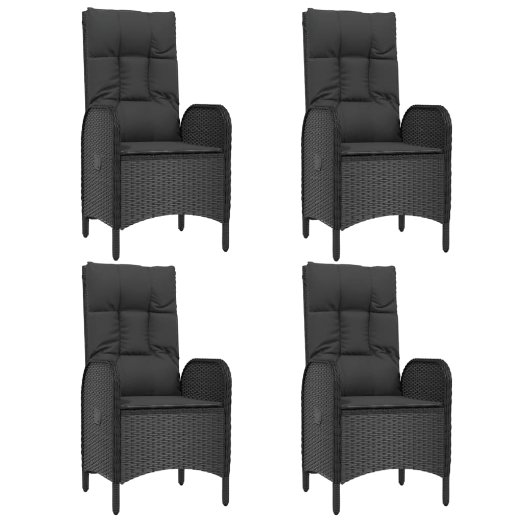 Maison Exclusive - Set da Pranzo da Giardino 5 pz Nero con Cuscini in Polyrattan - 4