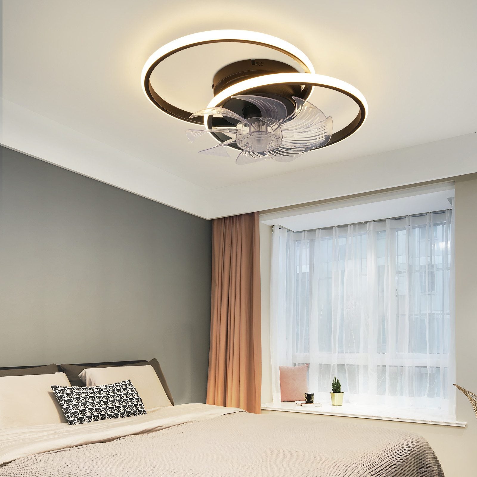 NETTLIFE Lampowentylator LED 36W Cichy, Ściemnialny 3 Barwy Światła, 6 Prędkości z Pilotem do Salonu Sypialni Kuchni Nowoczesny - 7