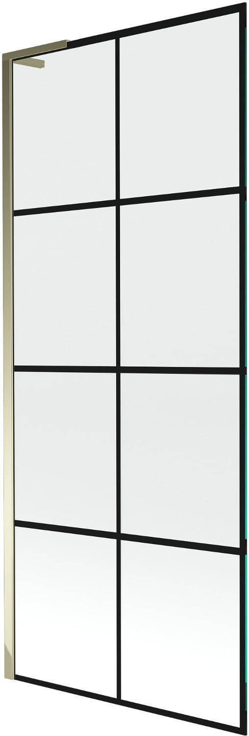 Mexen Next L parawan nawannowy 1-skrzydłowy 80 x 150 cm, czarna kratka, złoty - 895-080-000-03-77-50