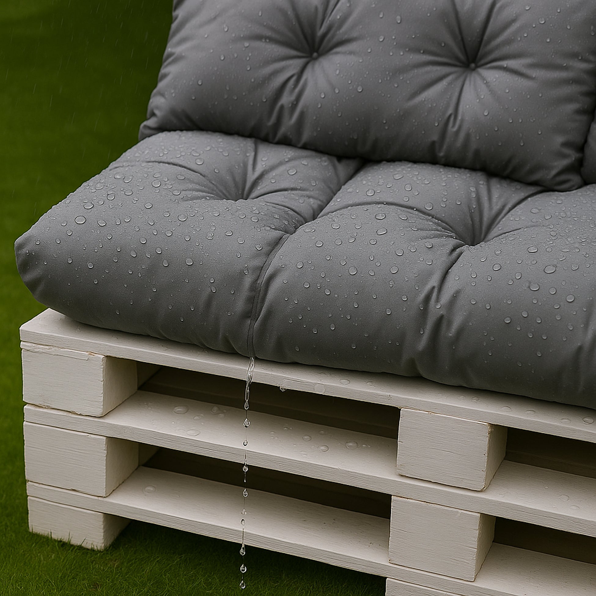 Set coussins pour palettes 120x80 avec dossier 120x40 gris – coussins de jardin pour canapé palette, matelas extérieur résistant - 5