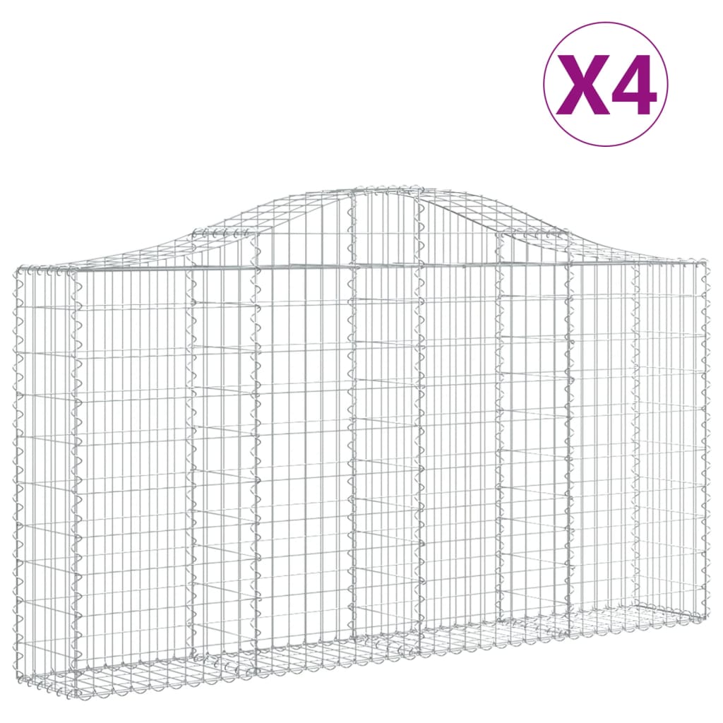 Cestas de gaviones arqueadas 4 piezas 200x30x100/120 cm hierro galvanizado