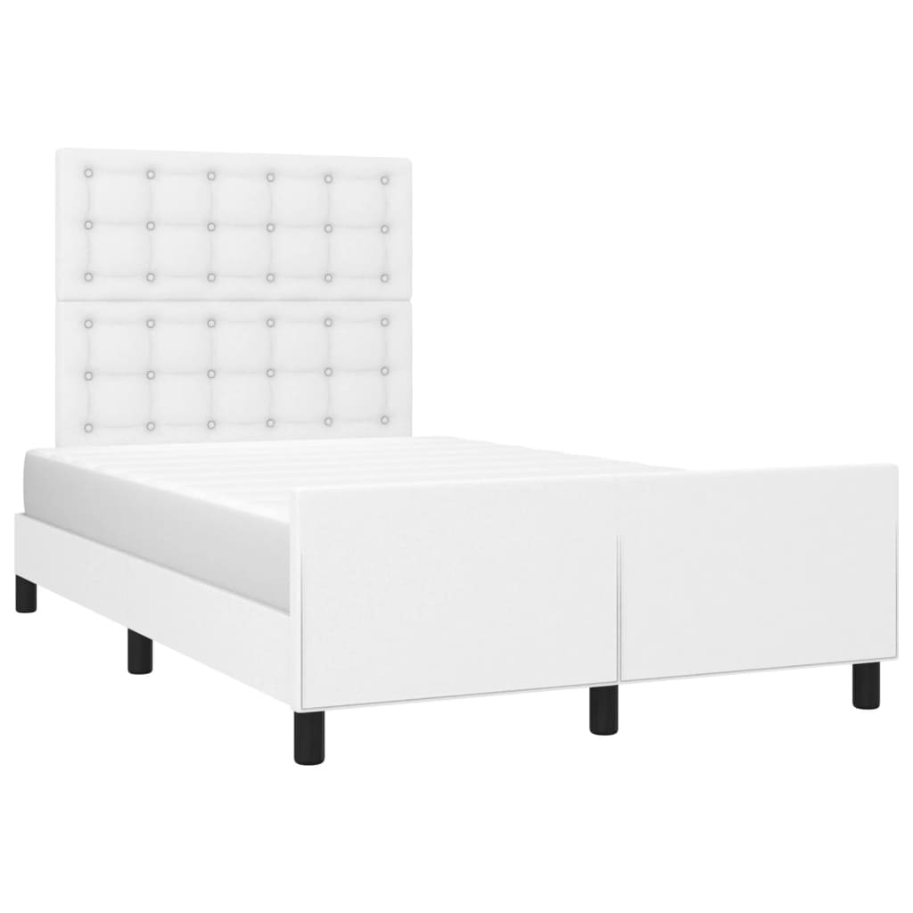 Cadre de lit sans matelas blanc 120 x 190 cm similicuir - 4
