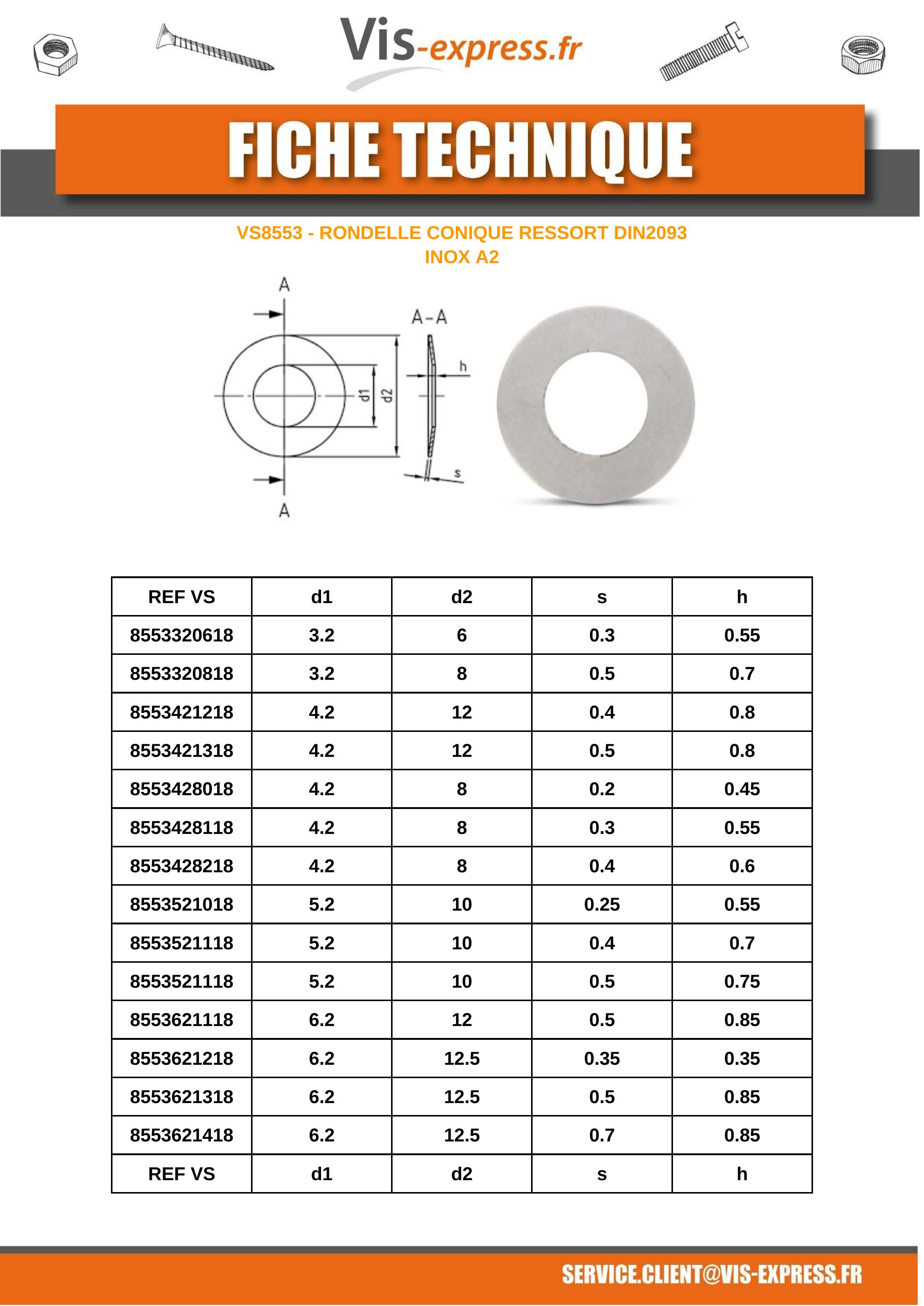 Rondelle Conique RESSORT Inox 10.2X20X1.1 - 1 piece | Leroy Merlin