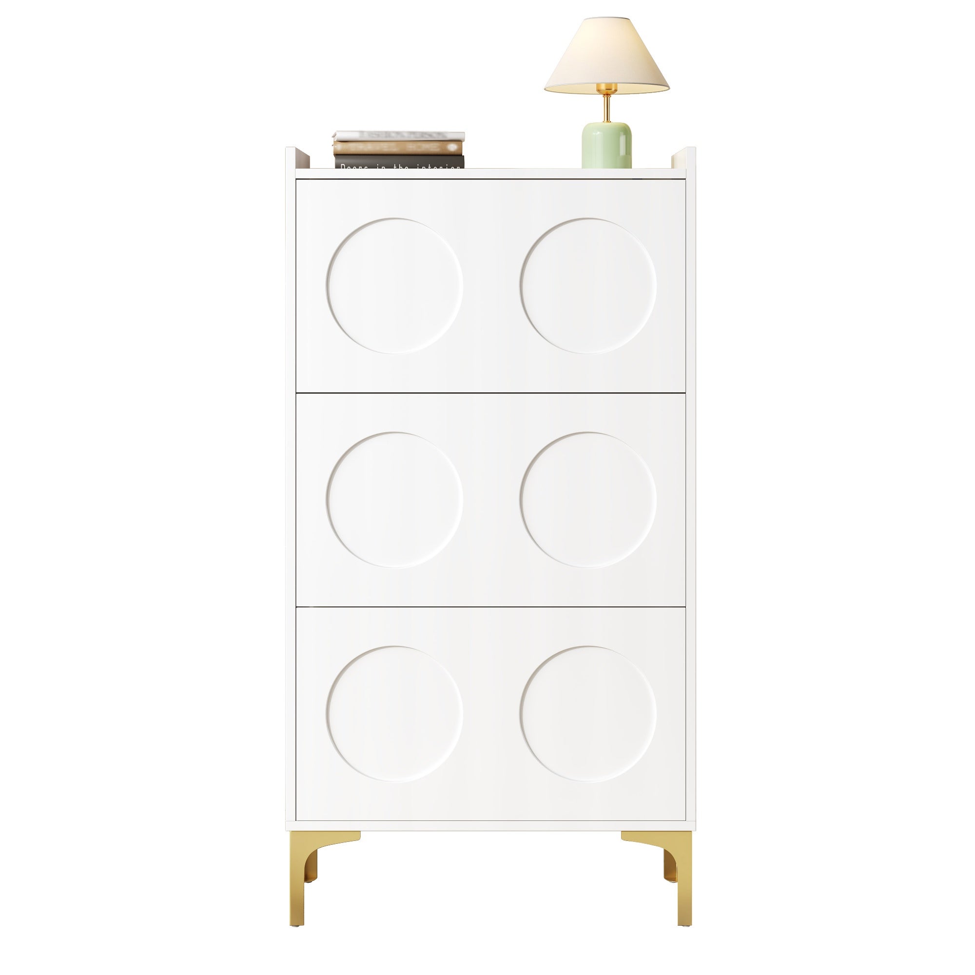Nowoczesna szafa na buty 63x24x120 cm - 3 poziomy przechowywania - Nogi metalowe - MDF - Biały - 6