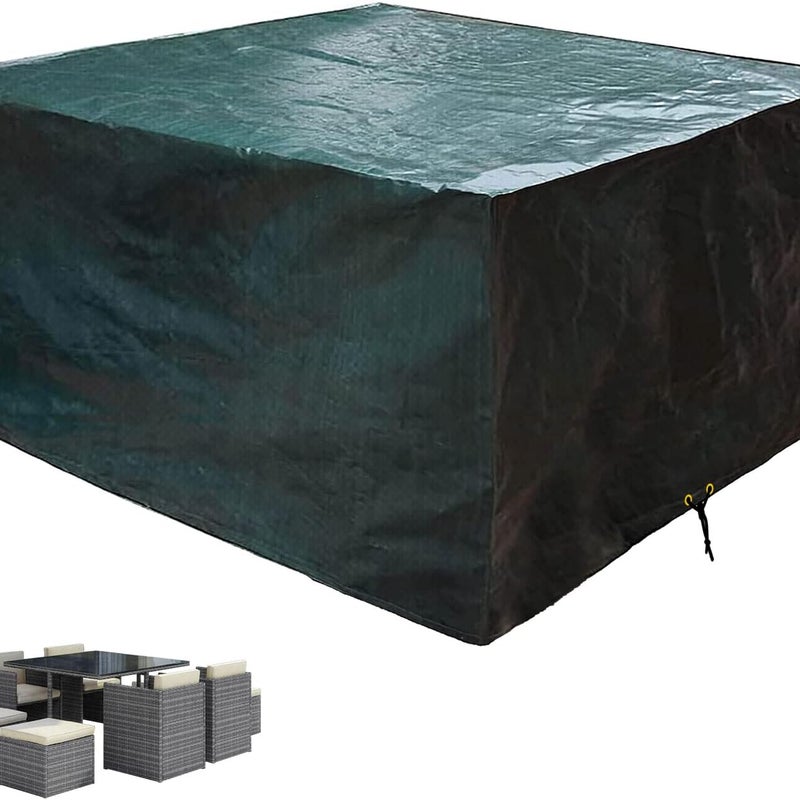 Pokrowiec na meble ogrodowe, kwadratowy pokrowiec na stół tarasowy, odporny na wiatr i promieniowanie UV, 125 x 125 x 71 cm, zielony