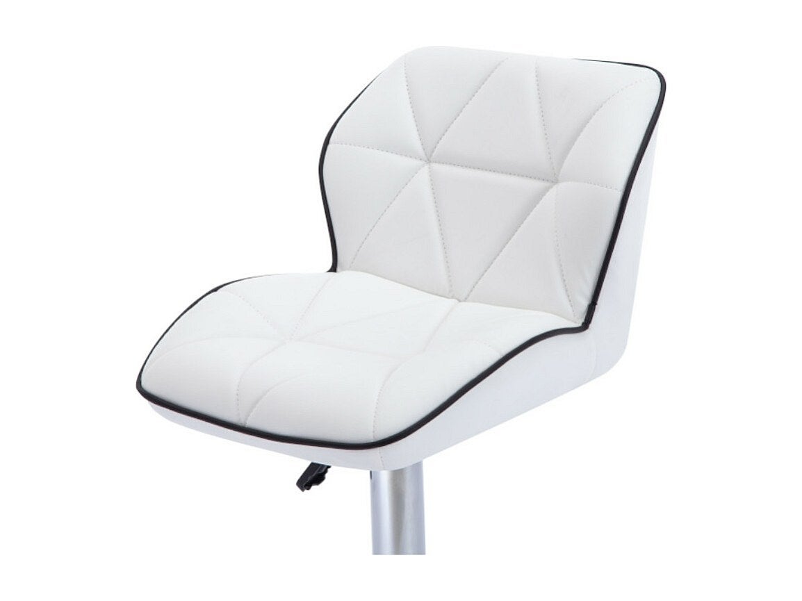 Lot de 2 tabourets de bar en simili et acier chromé - Hauteur réglable - Blanc - CALVIN - 4