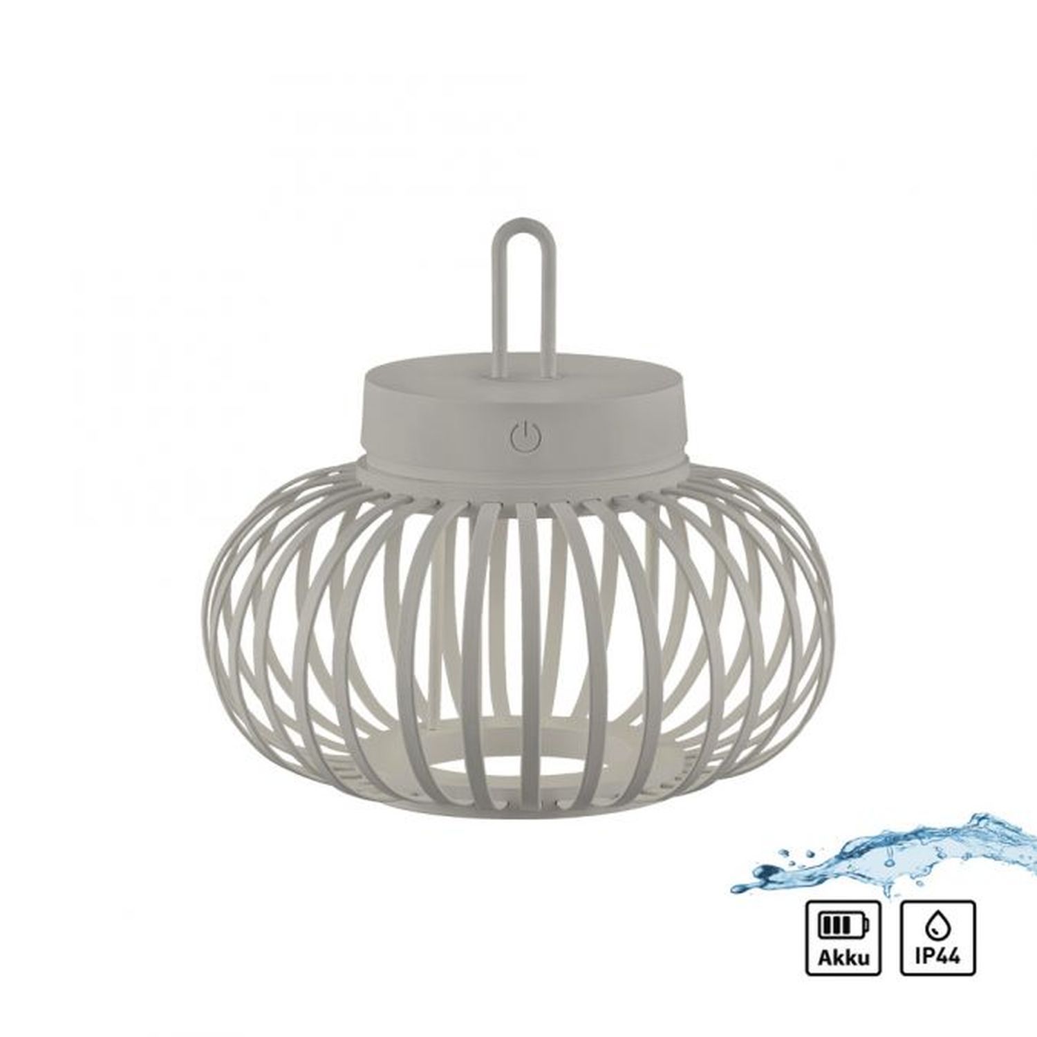 Lámpara de mesa led con batería, regulador táctil, color greige, 22 cm, ip44, 2700 k, lámpara de mesa para balcón