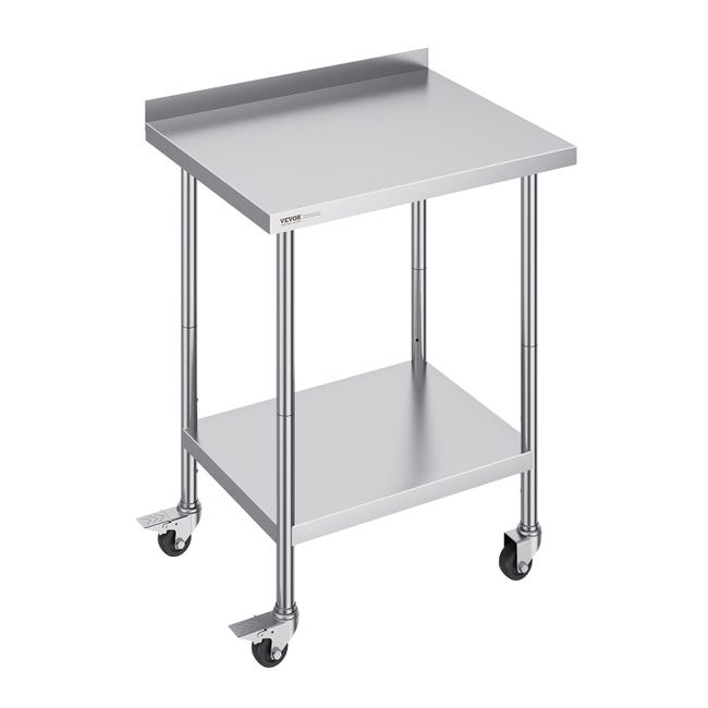 Table De Travail En Acier Inoxydable VEVOR - 122x61x86 Cm - 250 Kg De Charge - Étagère Réglable