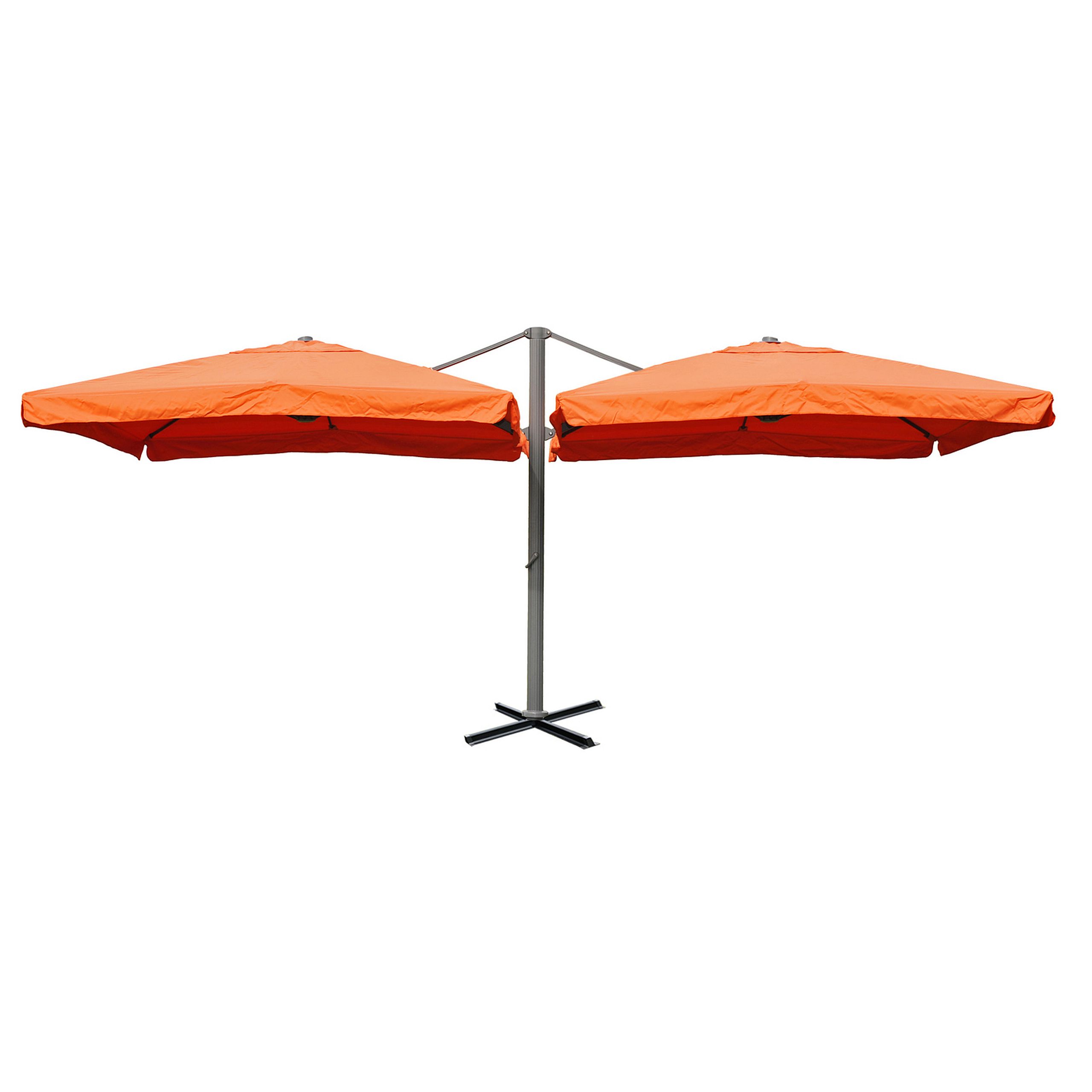 Gastronomiczny aluminiowy luksusowy podwójny parasol świetlny T44, efekt markizy pergoli, 6.2x3m poliester 50kg ~ terakota