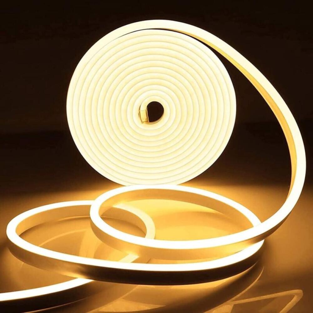 Taśma świetlna LED 12 V, ciepła biel, 5 metrów, IP65 – elastyczna i konfigurowalna – 600 diod LED – adapter nie jest dołączony