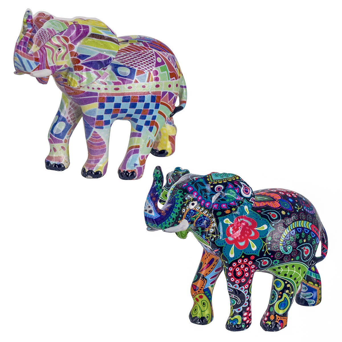 Signes grimalt by sigris - figura elefante 2 unidades multicolor de resina | figura de elefante figuras de resina para jardin 11x6x12cm