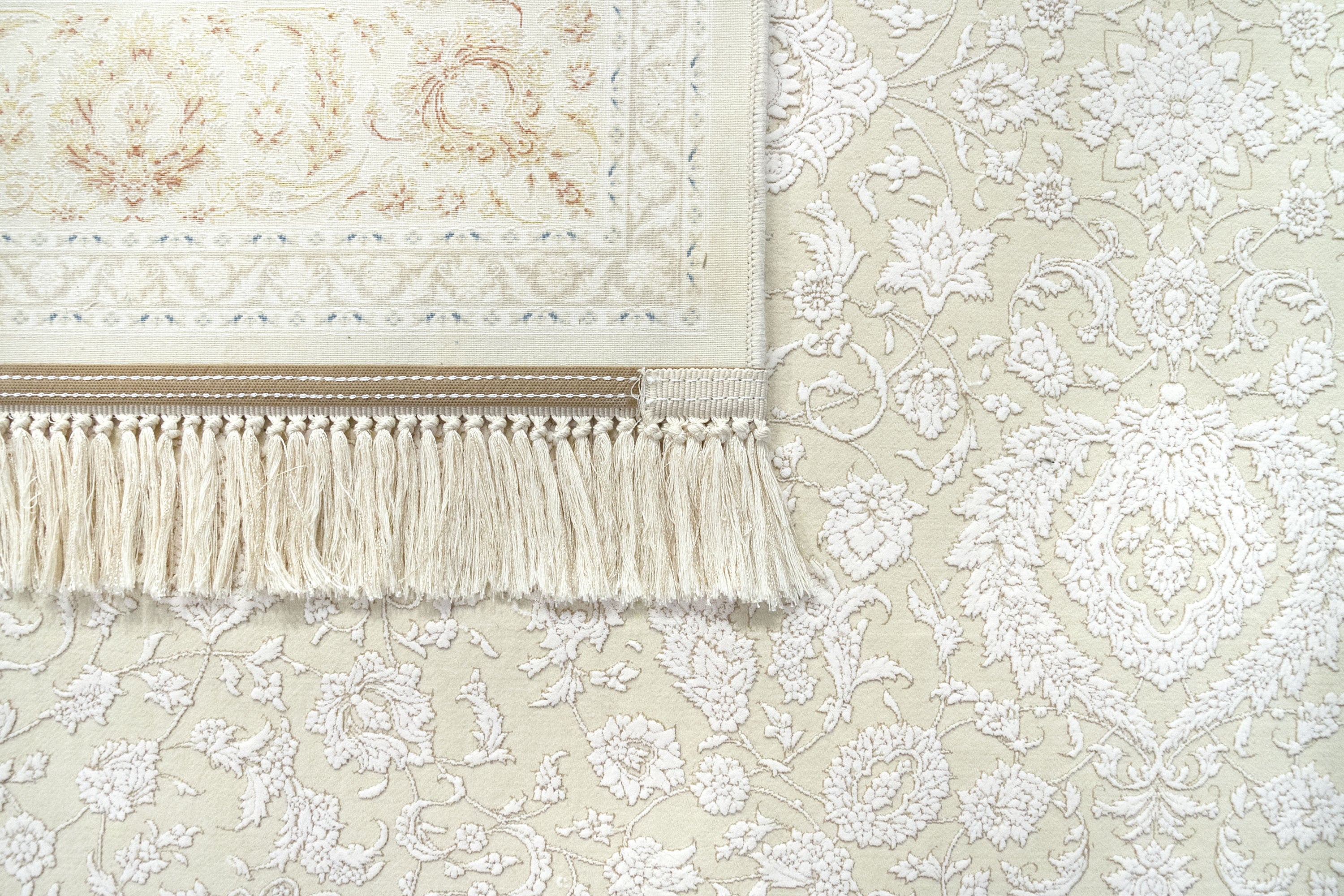 Hamid - Tapis 300x200cm blanc motif floral oriental - 6