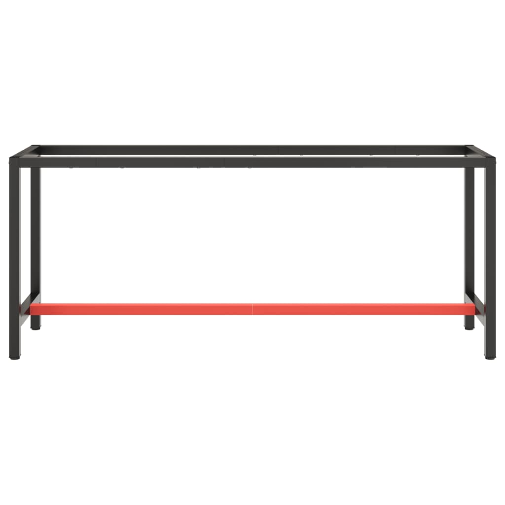 vidaXL Cadre de banc de travail Noir et rouge mat 190x50x79 cm Métal - 4