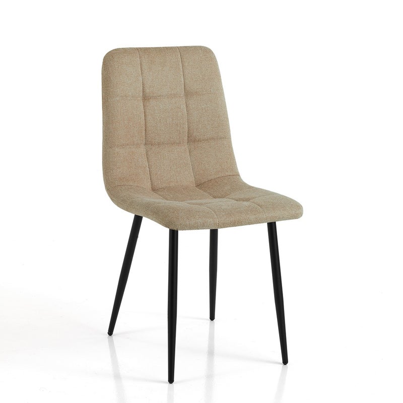 Zestaw 4 krzeseł FAFFY EVO BROWN – brązowa tkanina i czarny metal 42x53x85 cm do jadalni