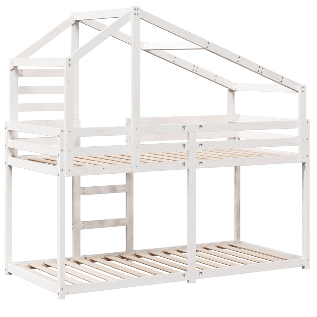 Lit superposé avec toit blanc 75x190 cm bois massif de pin - 6