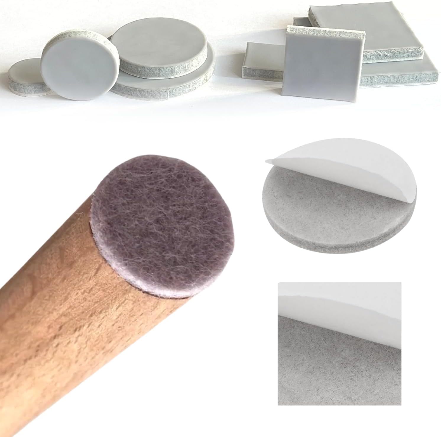 Lot De 36 Patins Ronds Feutre Gris 25 Mm Adhésif Anti-dérapant - Neuf, Pour Meubles, Protection Sol