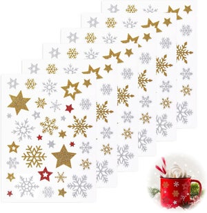 Fogli 240 pezzi Adesivi natalizi Adesivi glitterati Stelle natalizie Fiocchi di neve Decorazione per Natale Regalo Carta Artigianato Scrapbook | Leroy Merlin