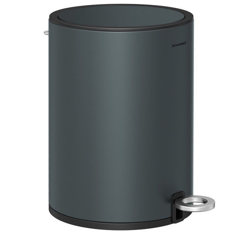 Poubelle De Salle De Bain 3L à Pédale - Fermeture Douce, Seau Amovible, Design Mat Noir - Relaxdays