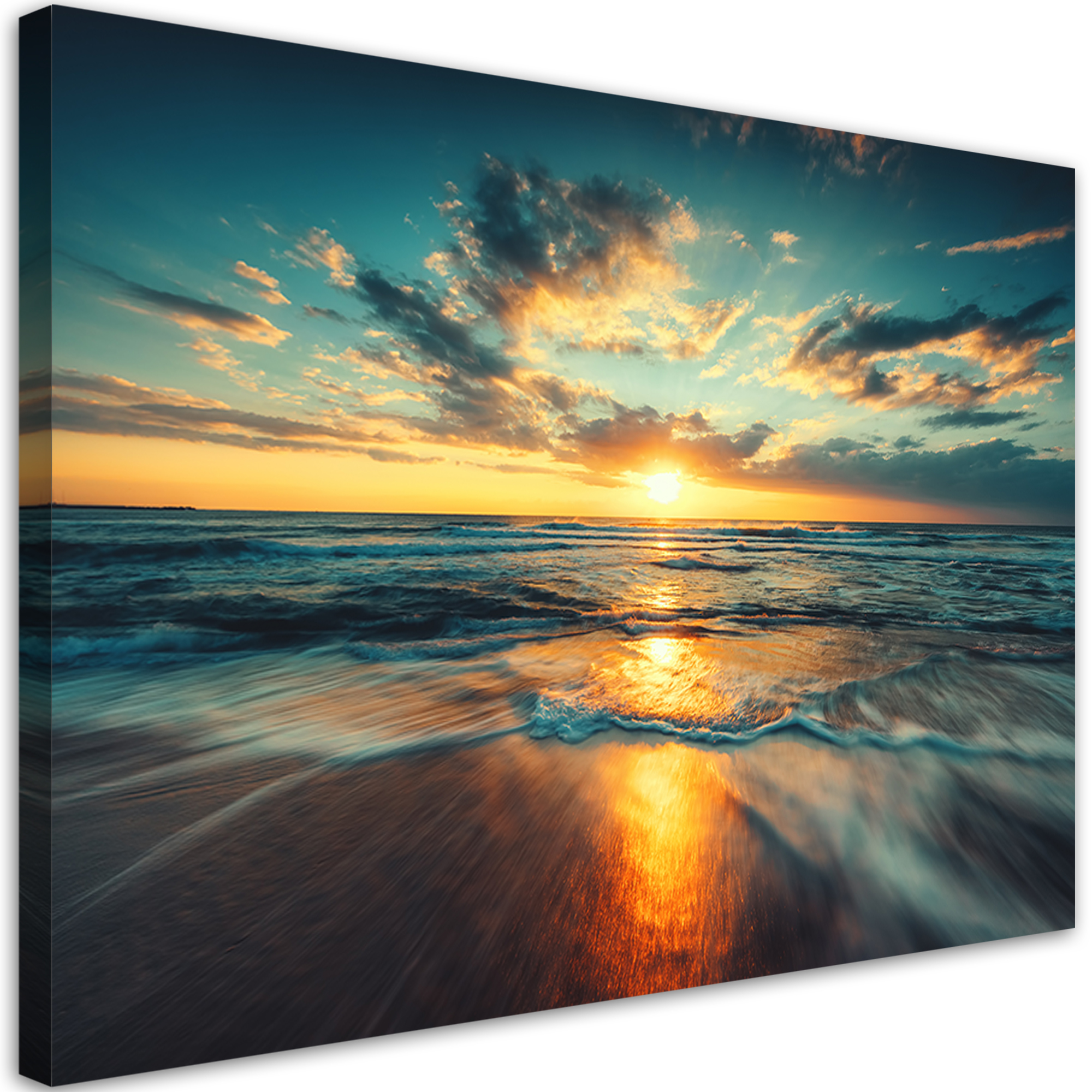 Obraz na płótnie, Morze Zachód słońca Plaża 100x70