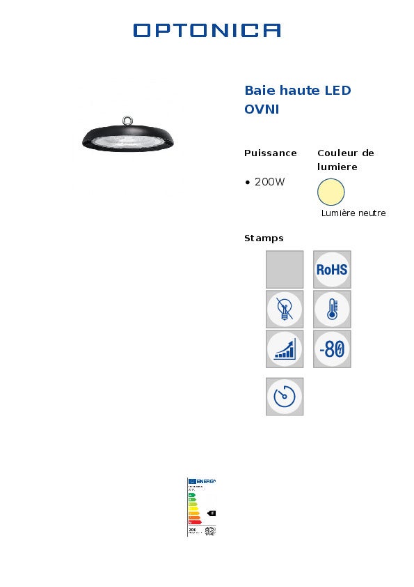LED UFO High Bay 200W - IP65 - 4000K - 20000LM - Alluminio - 120 ° - 4