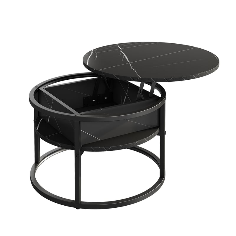 Vicco Stolik kawowy Marlo, Czarny/marmurowo-biały, 57 x 57 cm