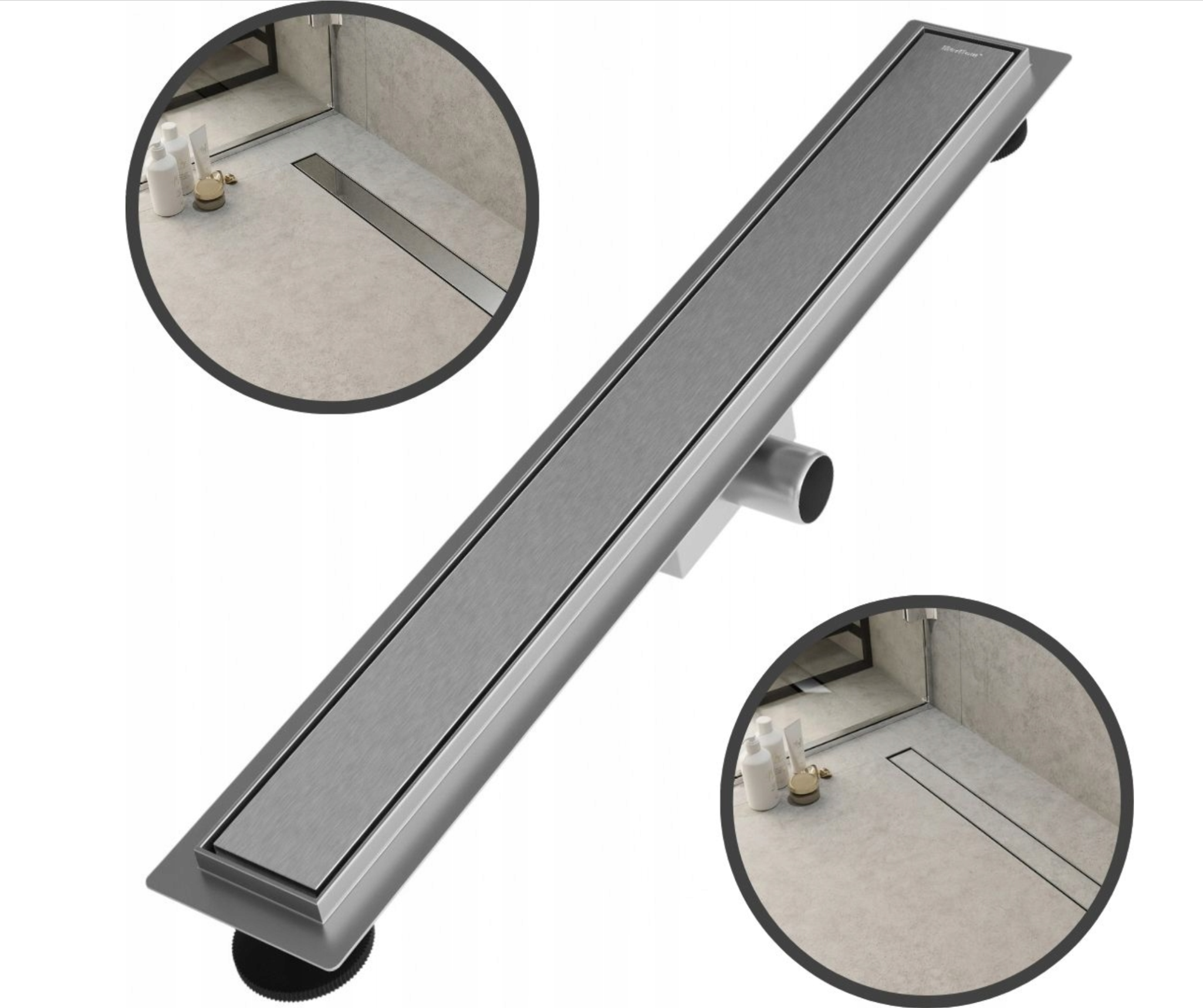 Odpływ liniowy 70 cm 2w1 stal nierdzewna pod płytkę prysznicowy – MERFLOW