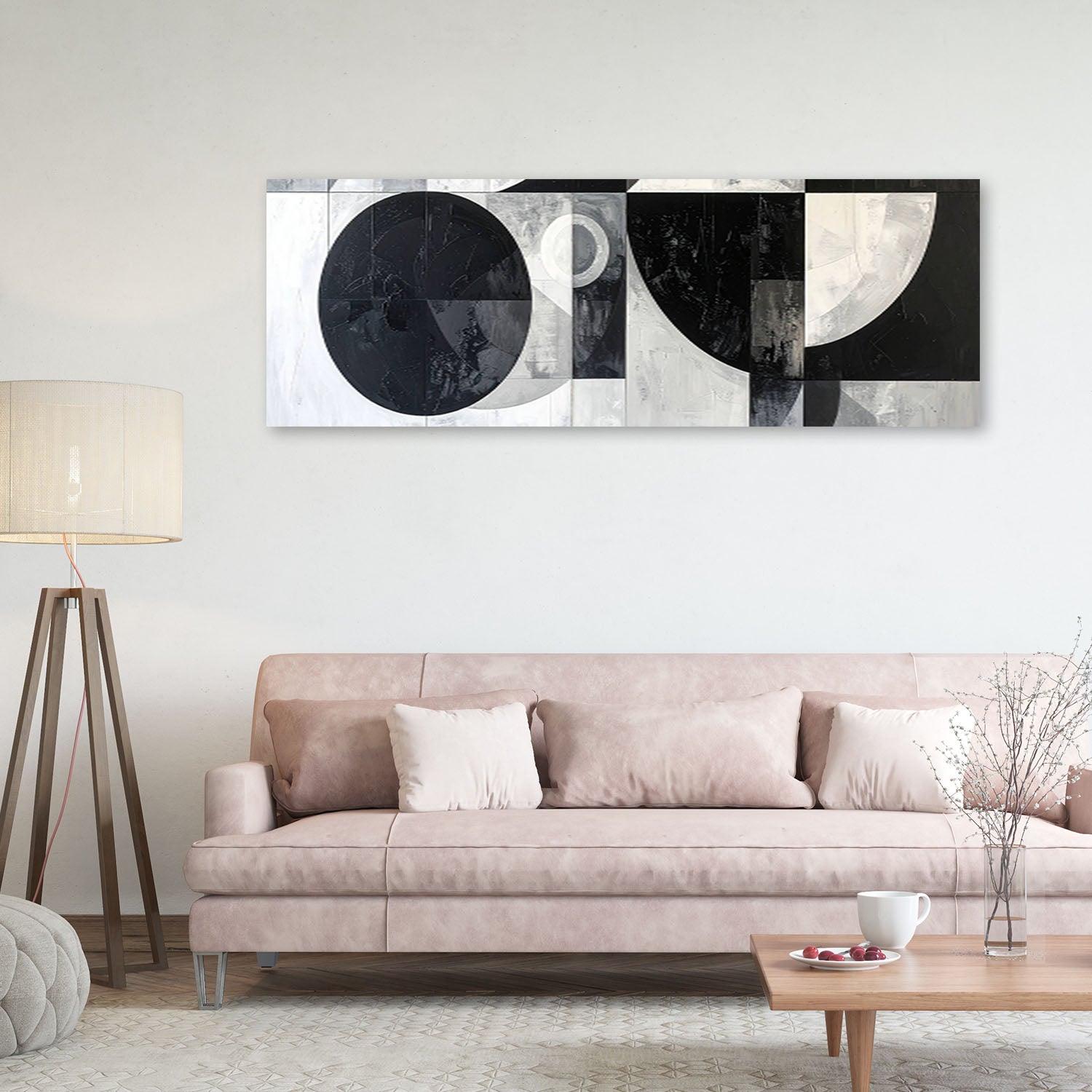 Obraz do salonu biura, Abstrakcja geometryczna czarno biały 150x50 - 2