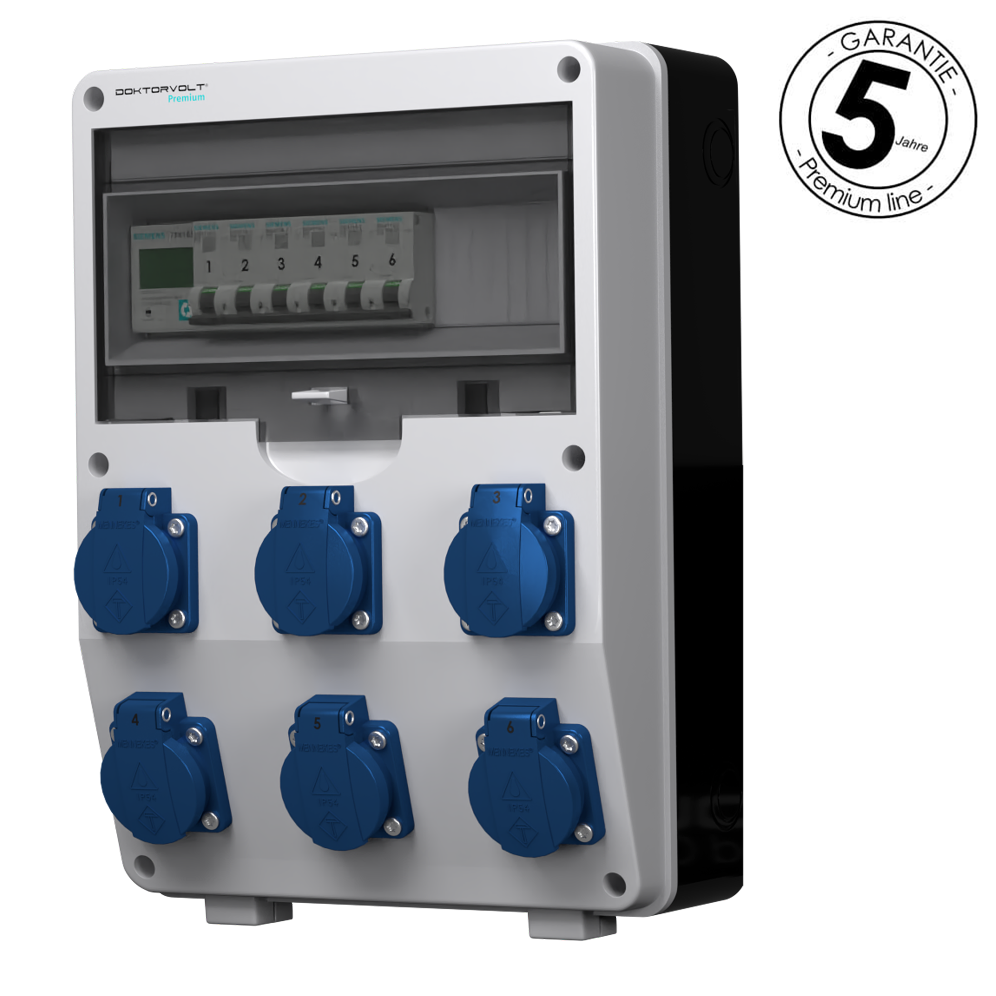 Rozdzielnica budowlana z licznikiem 1F Siemens pTD-S 6x230V gniazda Menneks Schuko Doktorvolt 4814