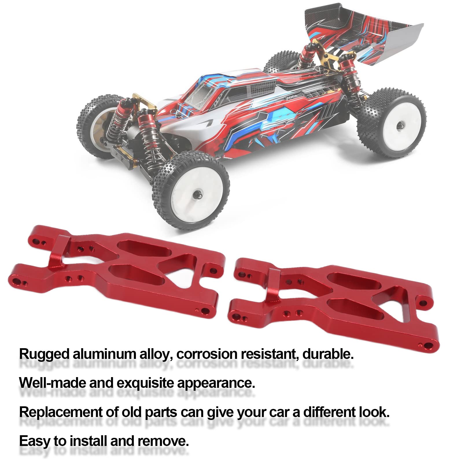 paio di bracci oscillanti posteriori RC in lega di alluminio di ricambio per auto telecomandate 1/10 (rosso) - 5