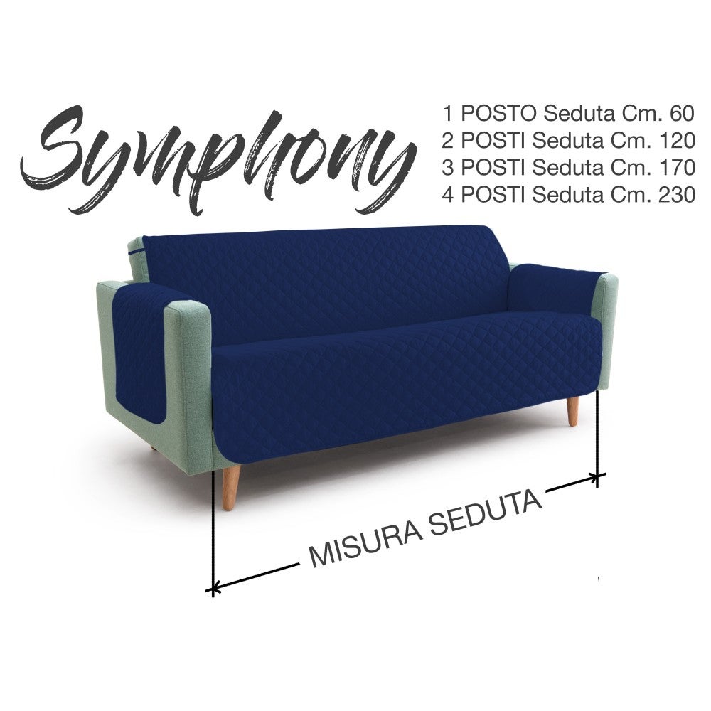 NUOVO COPRIDIVANO BL SALVADIVANO SYMPHONY TRAPUNTATO BLU 2 POSTI seduta cm. 120 - 3