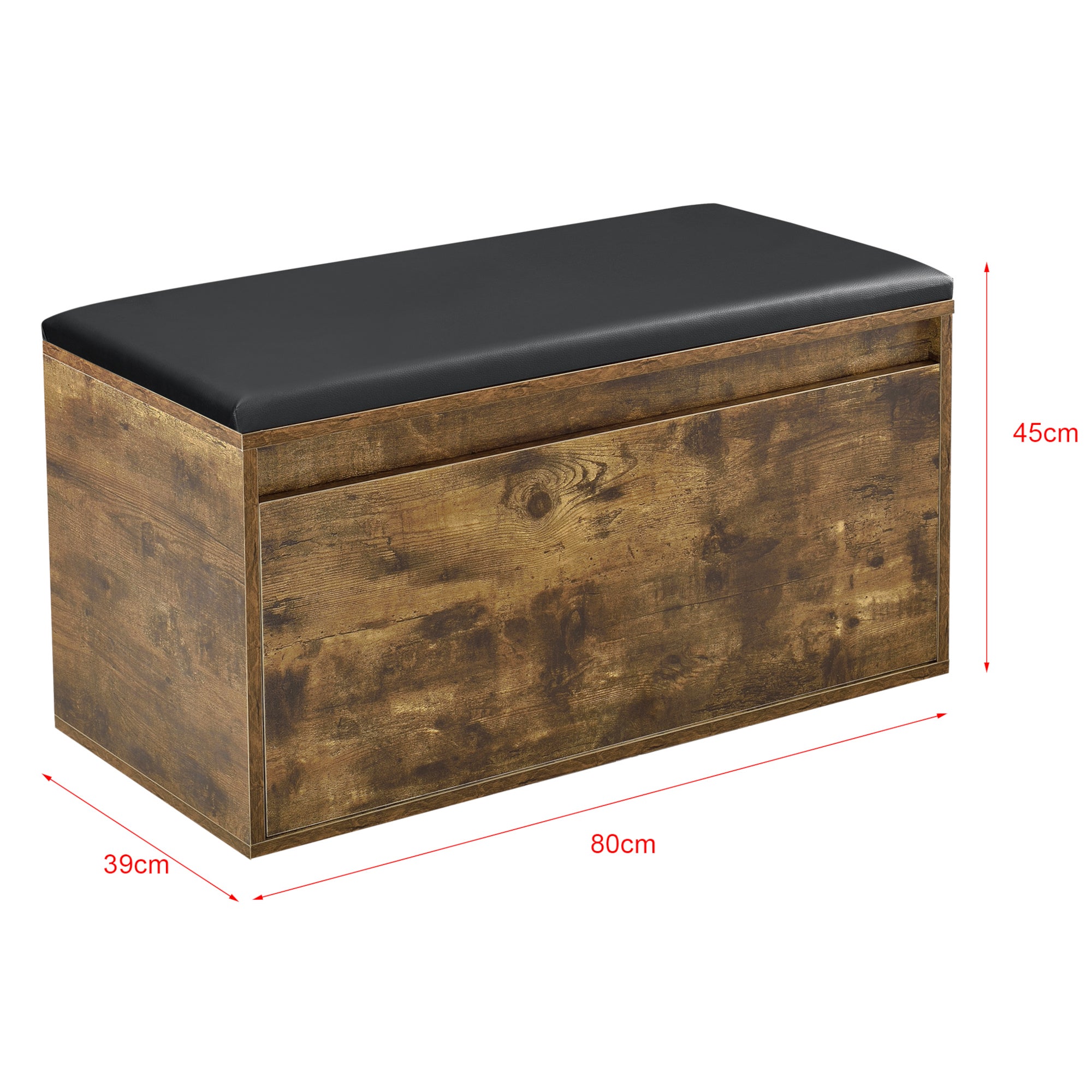 Banc à chaussures Degerfors 80 x 39 x 45 cm effet chêne foncé noir [en.casa] - 6