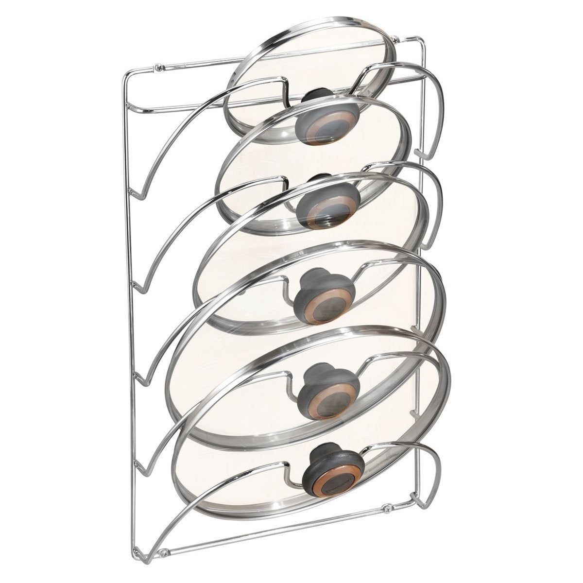 Range-couvercles Mural Pour Cuisine – Eve Lot, 6 Couvercles, Chrome, Grand, Neuf