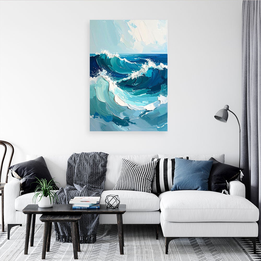 Obraz do salonu sypialni biura, Morze Fale Pastelowy Krajobraz Turkusowy morski 70x100 - 2