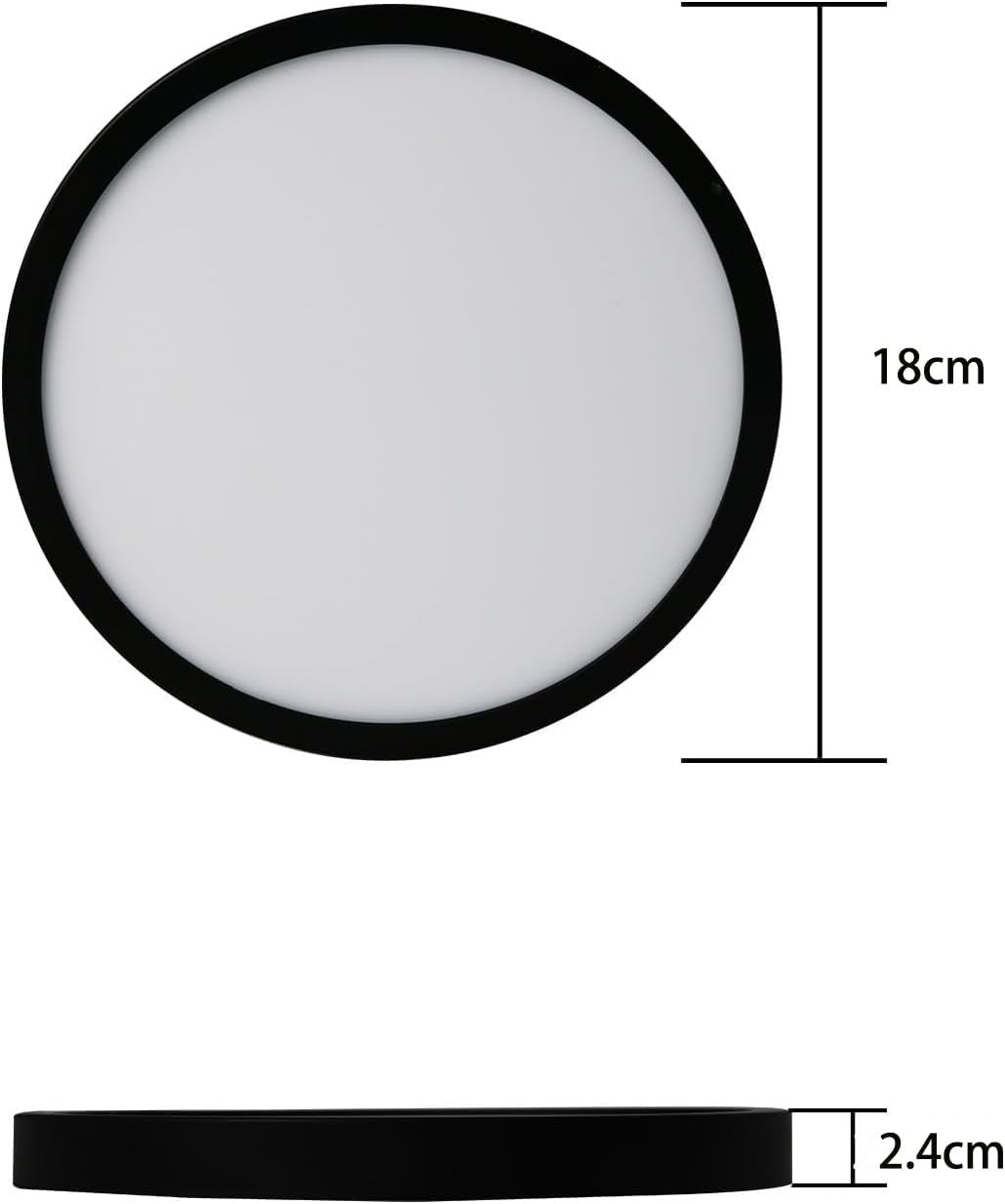 NETTLIFE Lámpara de Techo LED Lámpara Plana Lámpara Redonda Negra de 15W Lámpara de Baño IP44 Lámpara Blanca Cálida Diámetro 18cm para Dormitorio - 4