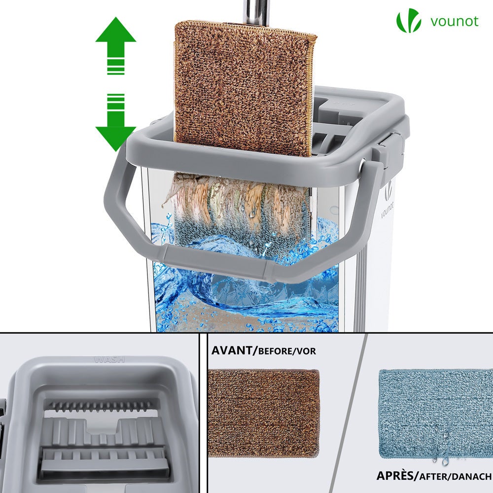 Sistema Lavapavimenti Express Plus Con Secchio E Strizzatore Centrifuga In Acciaio Inox, Manico E Mop In Microfibra – Per Tutti I Pavimenti