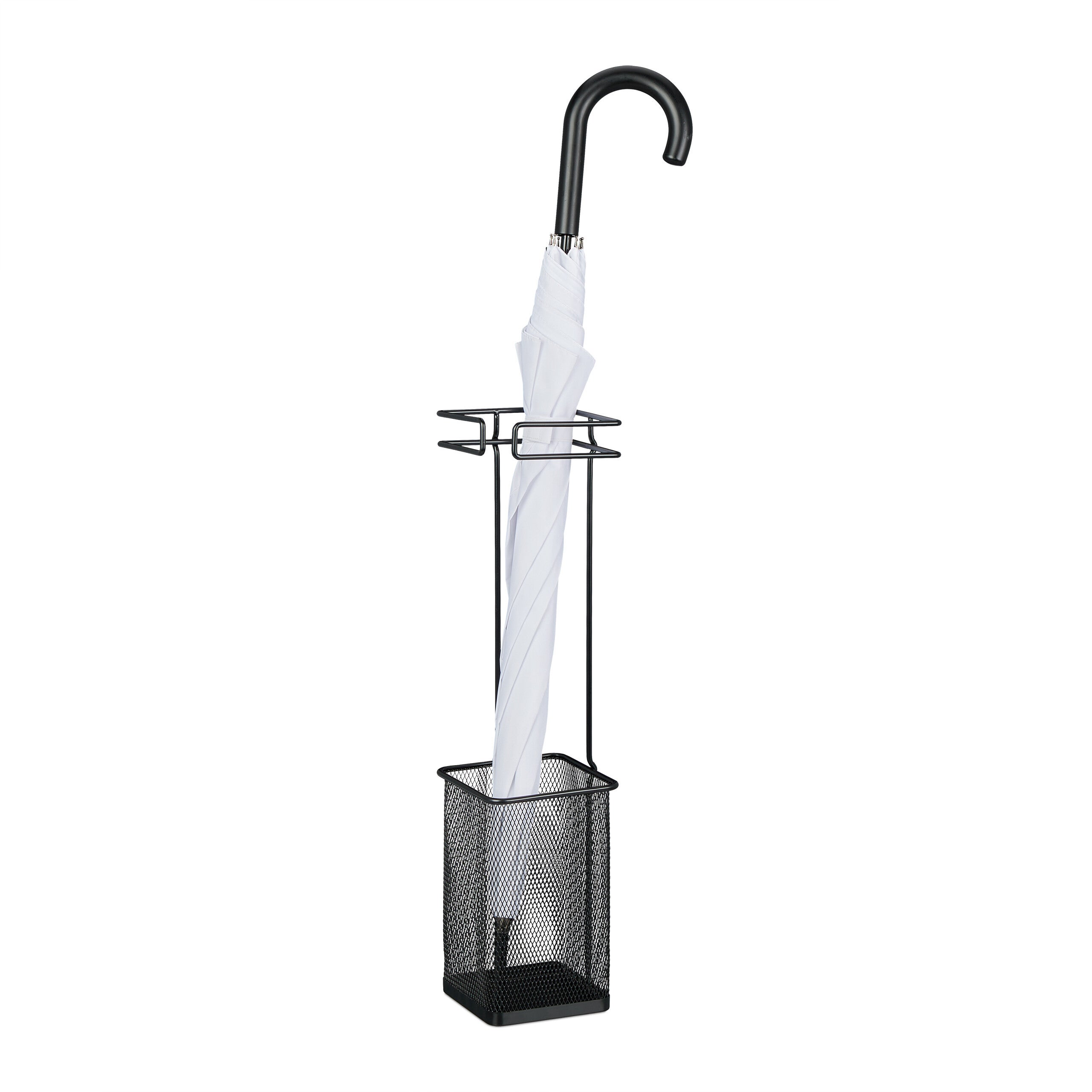 Relaxdays paragüero, 52,5 x 13,5 x 13,5 cm, metal, soporte cuadrado para paraguas, resistente, diseño moderno, negro