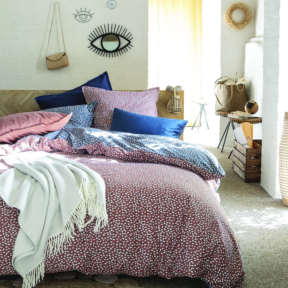 Housse De Couette En Bambou Imprimé Camille - 200x200 Cm - Douce, Certifiée Oeko-Tex - Fabriquée En France - 8