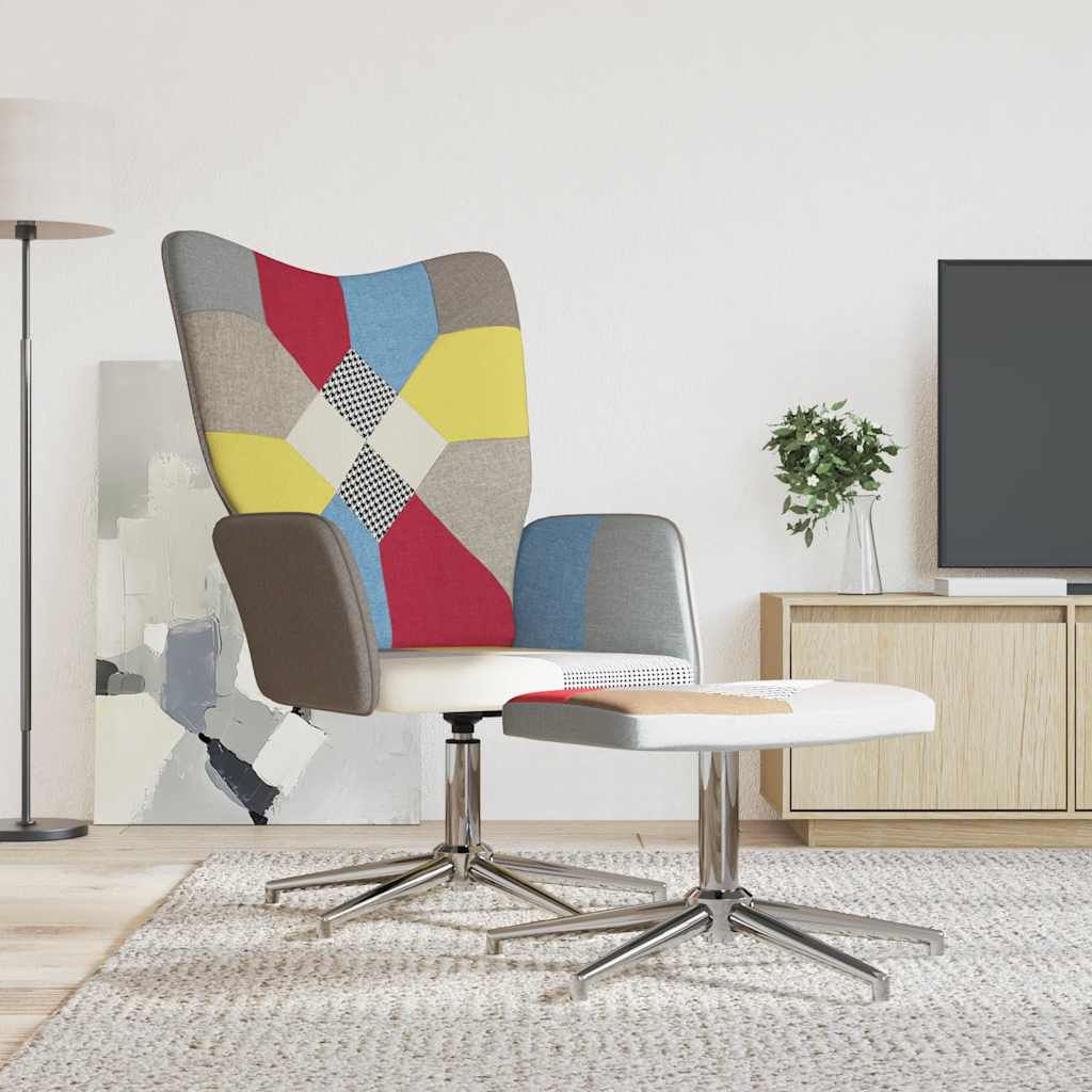 Sedia Relax con Sgabello in Tessuto Patchwork vidaXL Leroy Merlin