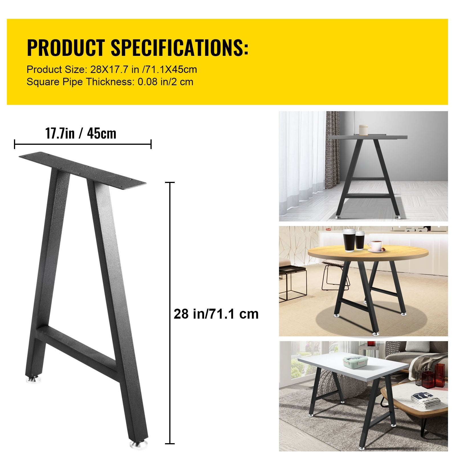 Pieds table métal SucceBuy 28 x 17,7