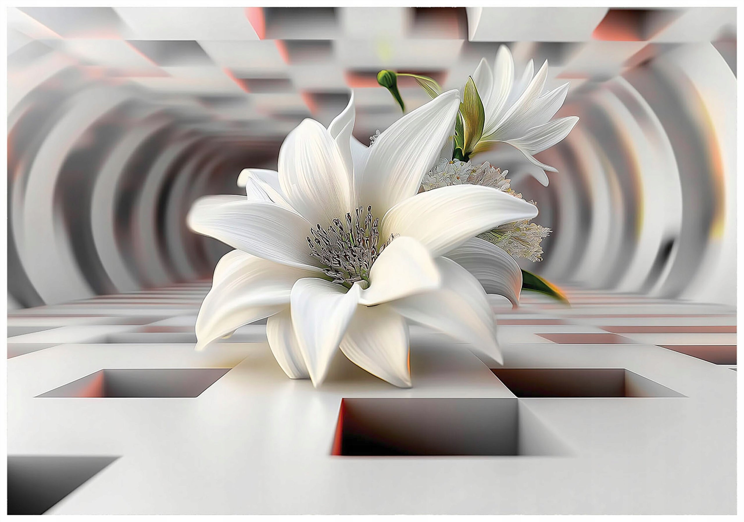 Fototapeta Kwiaty 3D Abstrakcja Lilie 250x175 cm Tapeta Do Sypialni Salonu Kuchni Na Flizelinie