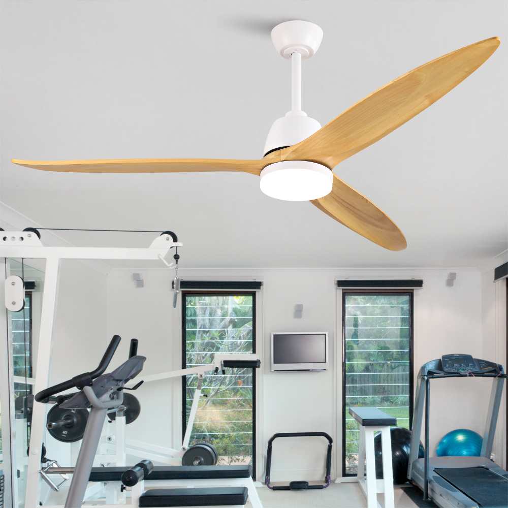 Ventilateur de plafond moderne de 106 cm en bois naturel, moteur DC silencieux, bruit inférieur à 35 dB, installation au plafond, pour salon - 8