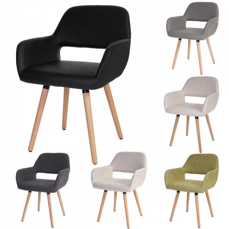 Krzesło do jadalni HWC-A50 II, krzesło kuchenne, design retro 50s ~ imitacja skóry, imitacja zamszu, ciemne nogi