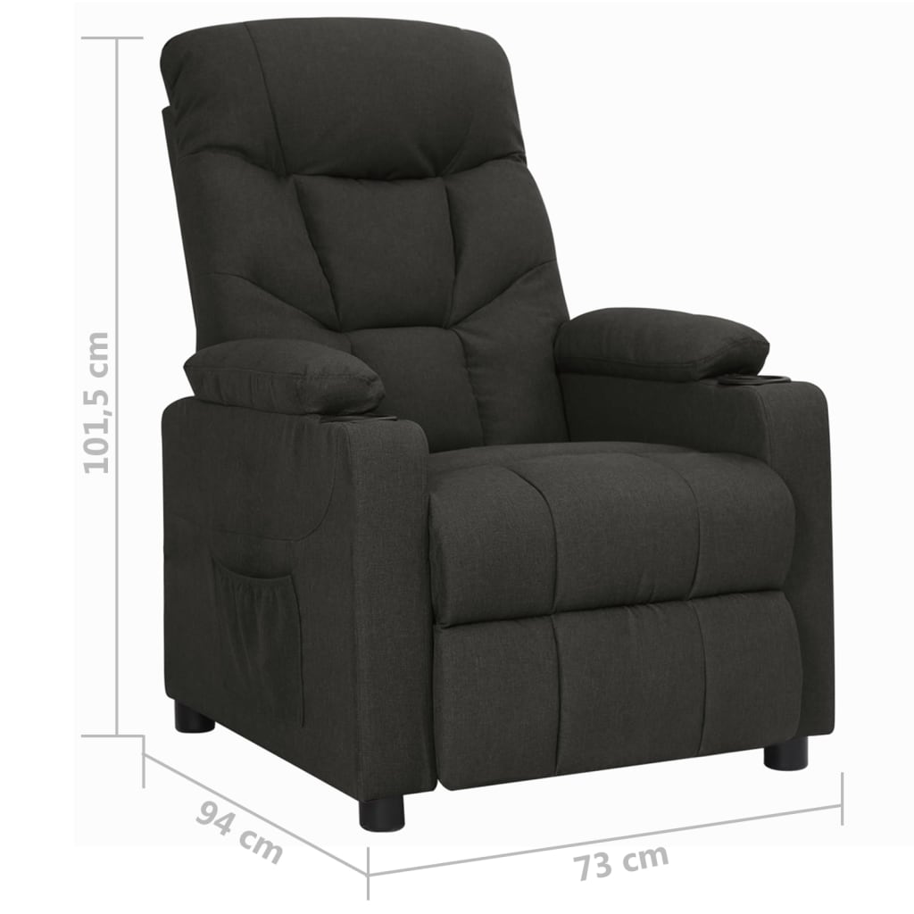 Fauteuil inclinable Noir Tissu vidaXL - 3