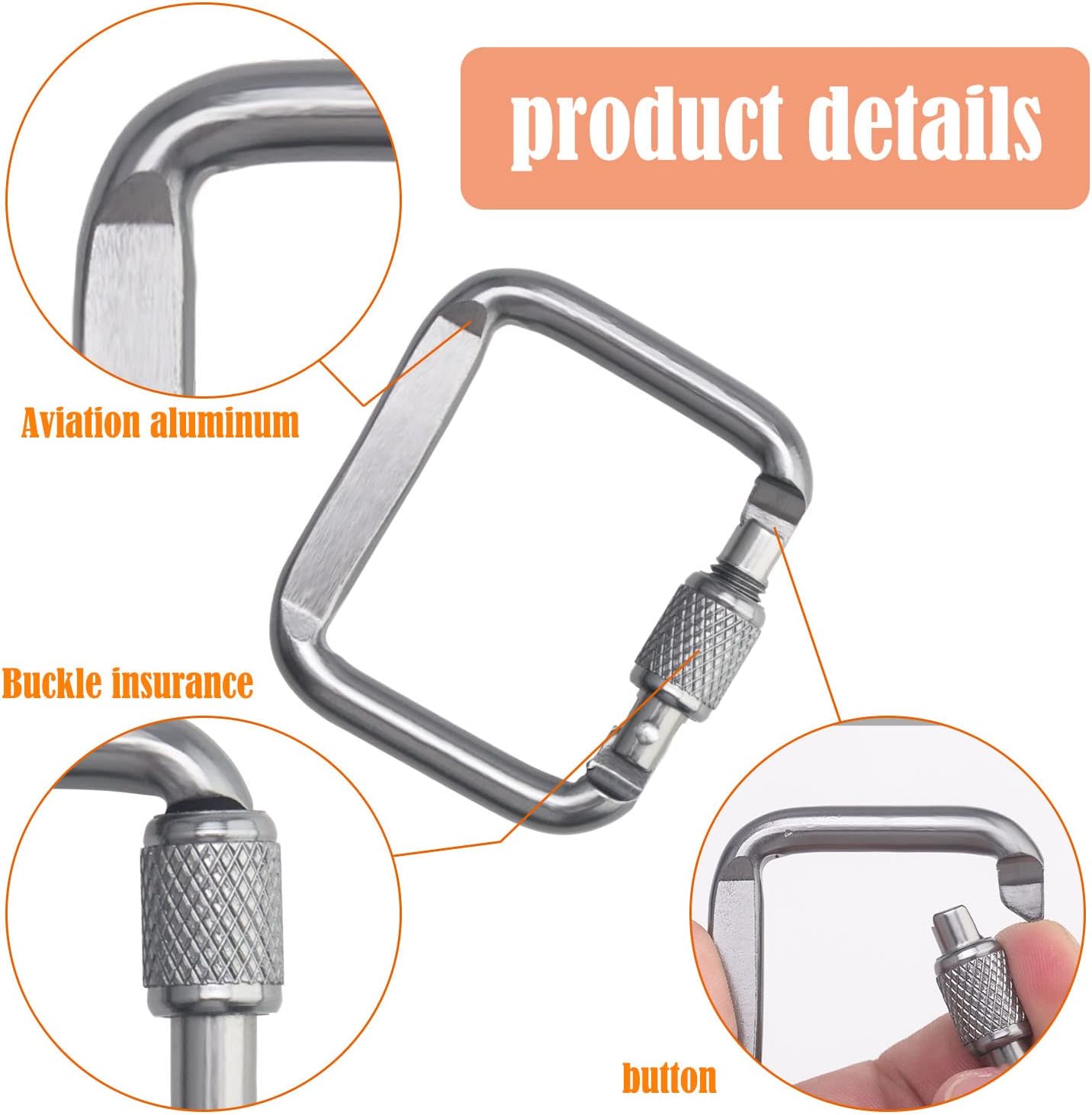 Lot de 4 mousquetons Master Lock en aluminium avec boucle