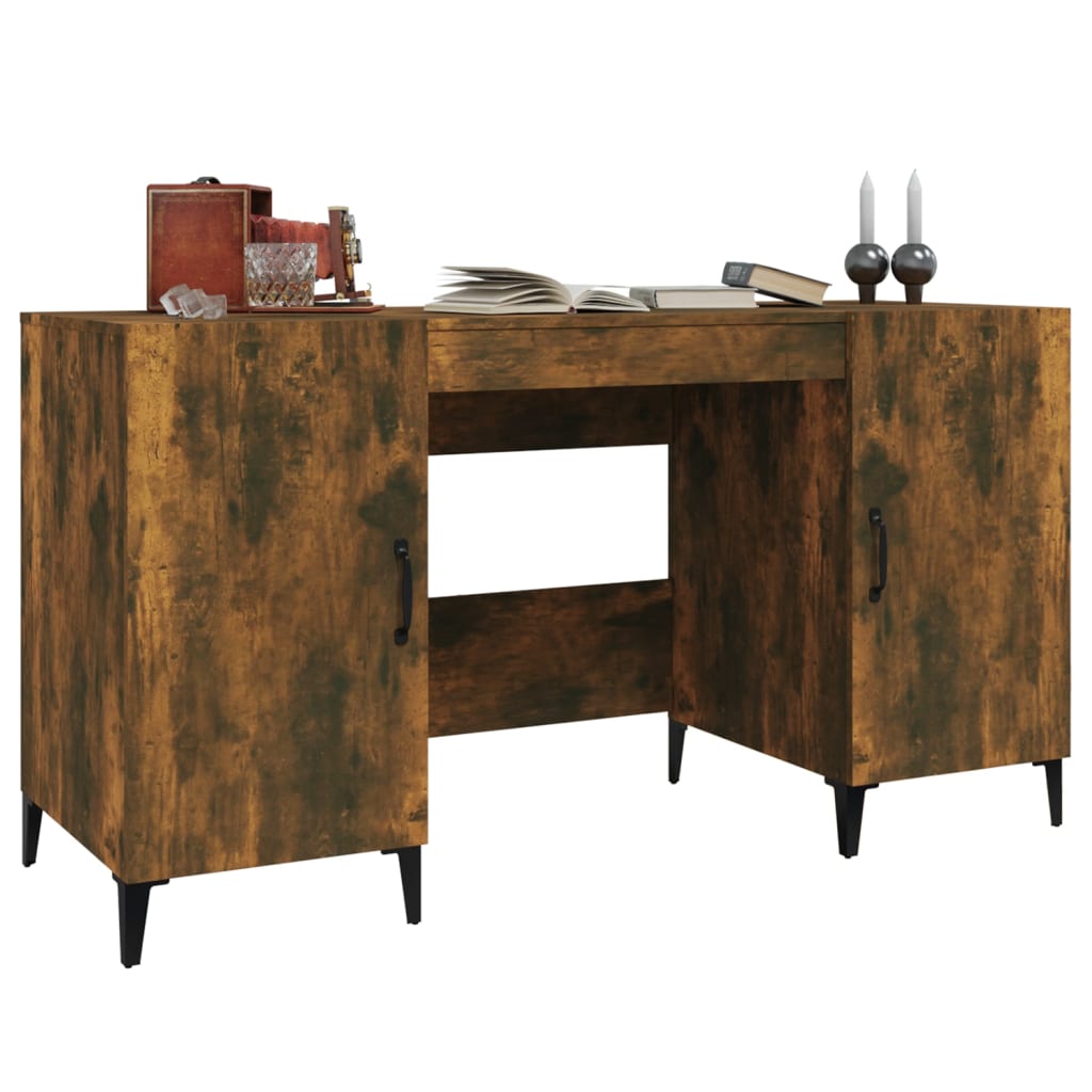 Bureau，Table de travail，Table d'étude Chêne fumé 140x50x75 cm Bois d'ingénierie CWV29015 - 4